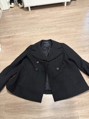 Banana Republic Black Double-Breasted Peacoat